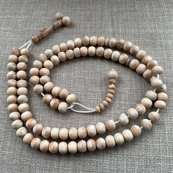 Handmade Tasbeeh Real Wood Beads Religious Beads Islamic Prayer Beads Tan - Picture 1 of 9